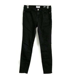 Frame Womens sz 28 Jeans Solid Black Denim Le Skinny de Jeanne Zip Closure